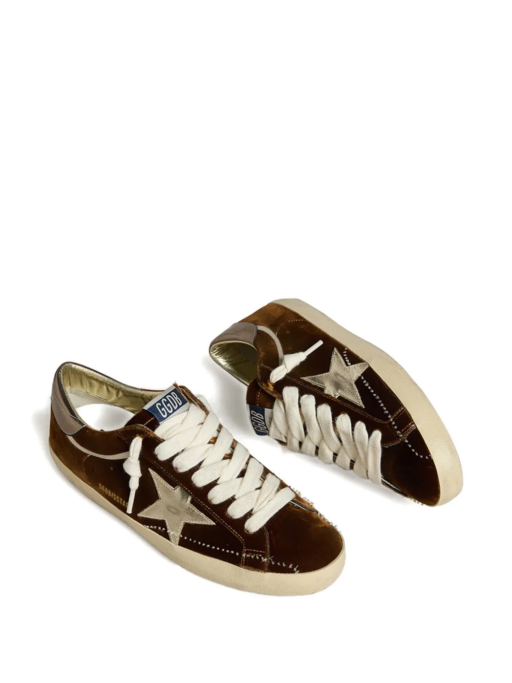 Бархатные кеды со звездами Golden Goose, коричневый — фото 2