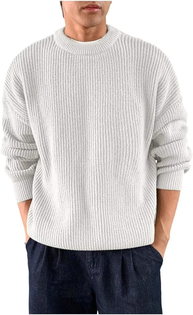 

Мужской повседневный свитер-пуловер с воротником-гольф, однотонный, фактурный, теплый, для осени и зимы