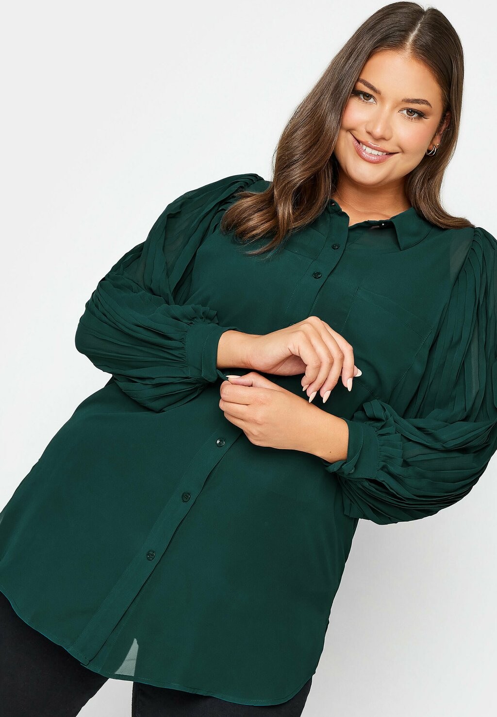 

Рубашка Pleat Sleeve Yours Clothing, зеленый