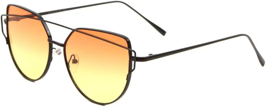 

Солнцезащитные очки Oceanic Color с плоскими линзами, изогнутой верхней перекладиной и геометрическим дизайном «кошачий глаз» M10212-FT-OC Sunglasses Luxe, Red Yellow