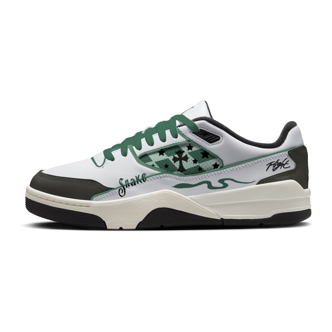 

FLIGHT COURT Serpent Court Dark Green устойчивые к истиранию низкие баскетбольные кроссовки в винтажном стиле Unisex Jordan, белый