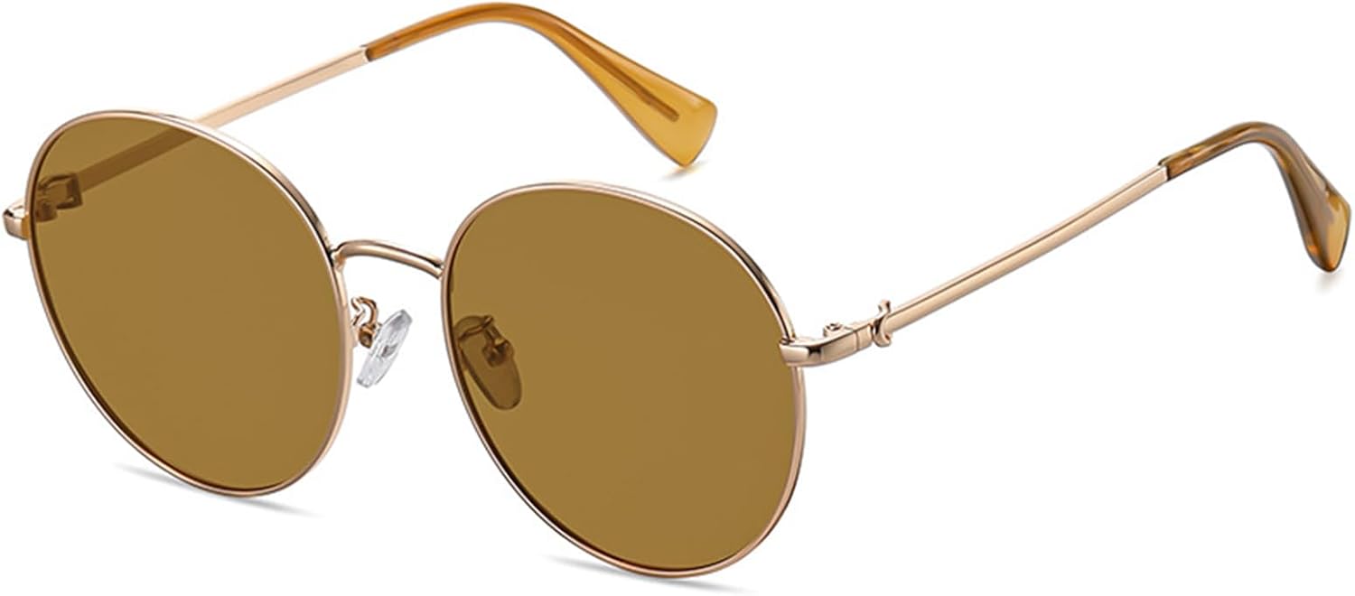 

Женские круглые поляризованные солнцезащитные очки - UV400, металлическая оправа, ретро-стиль, легкие, подходят для вождения, путешествий и активного отдыха Bubmari, B