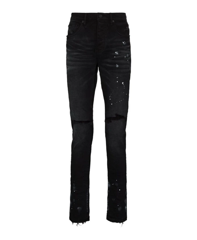 

Черные узкие джинсы с брызгами краски Purple Brand, черный