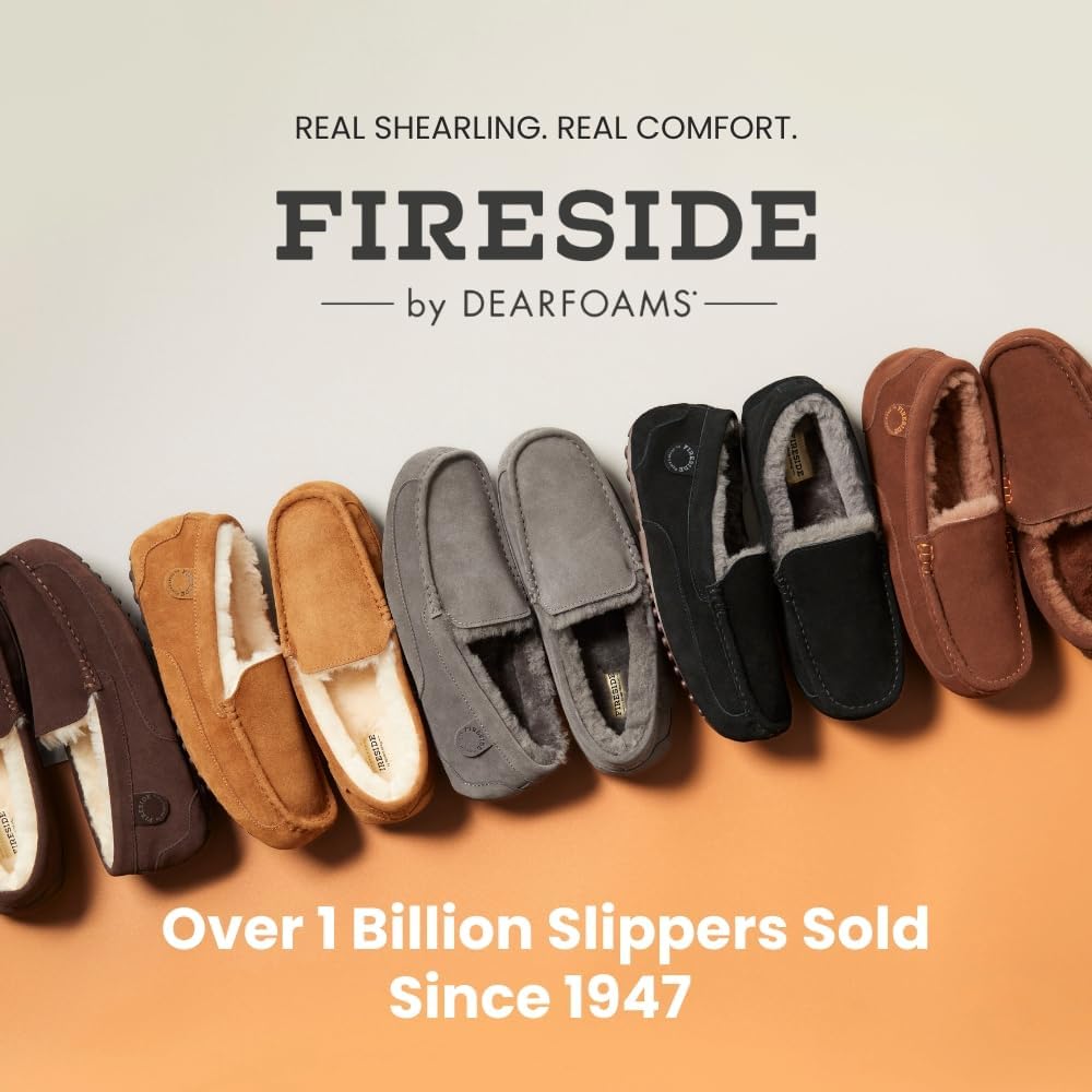 Мужские мокасины Fireside By Dearfoams Melbourne из натуральной овчины, лоферы из пеноматериала с эффектом памяти, домашние тапочки без шнурков, Loden — фото 2