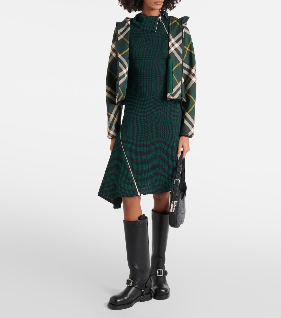 Платье Burberry, миди, клетка Ivy Ip Pattern, шерсть/вискоза, коричневый — фото 2