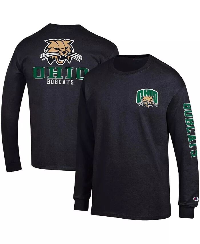 

Мужская черная футболка Ohio Bobcats Team Stack с длинным рукавом Champion