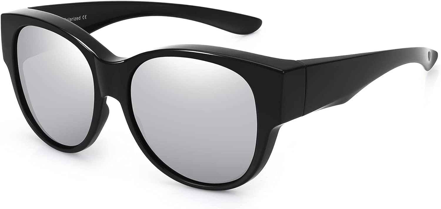 

Поляризованные солнцезащитные очки, надеваемые поверх обычных очков. Модные круглые солнцезащитные очки «кошачий глаз» и солнцезащитные очки с HD-защитой Leoidou, Rd01-black-mirror Silver