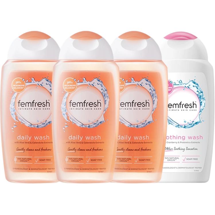 

Очищающее, увлажняющее и питательное средство для интимной гигиены для женщин 500 мл Femfresh, four-piece set