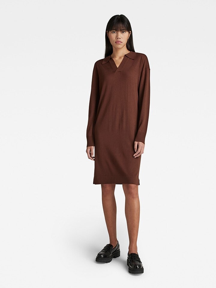 

Платье до колена G-Star Wollkleid, коричневый