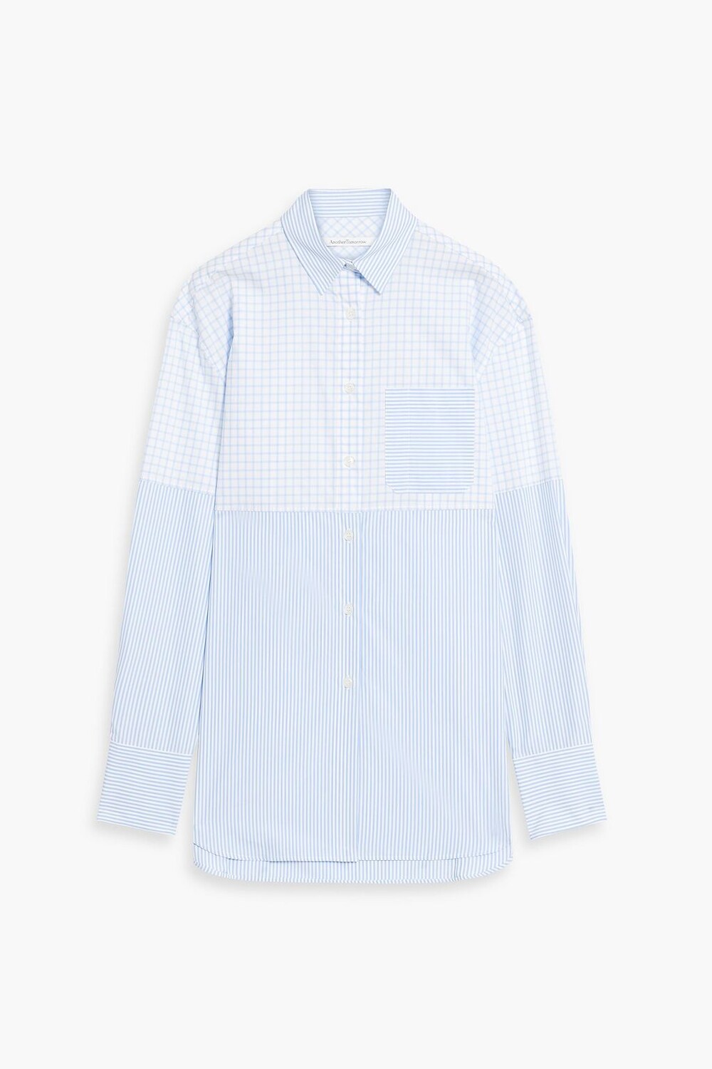 

Рубашка из хлопкового поплина в полоску в клетку ANOTHER TOMORROW, синий