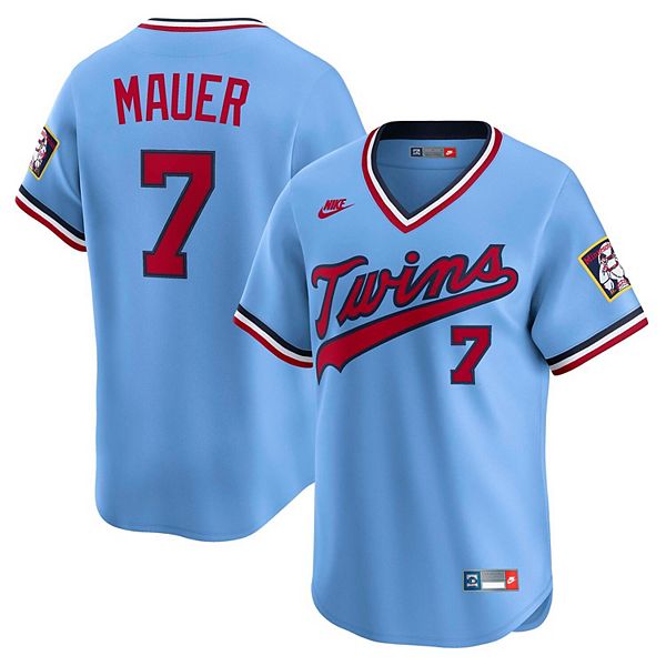 

Мужская бейсболка Joe Mauer light blue Minnesota Twins Throwback Cooperstown Collection Limited Nike