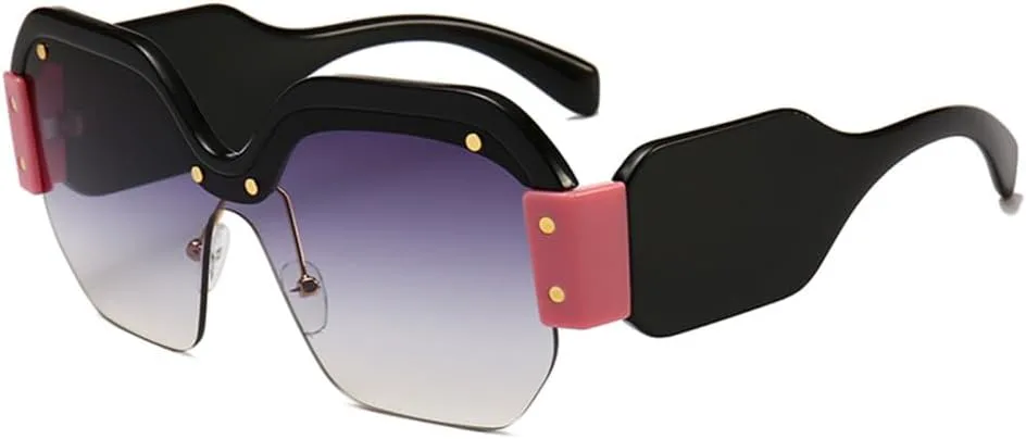 

Женские винтажные солнцезащитные очки без оправы, большие, с широкой оправой, мужские ретро-очки, женские очки с защитой от УФ-излучения UV400 HDUBFY, Gray