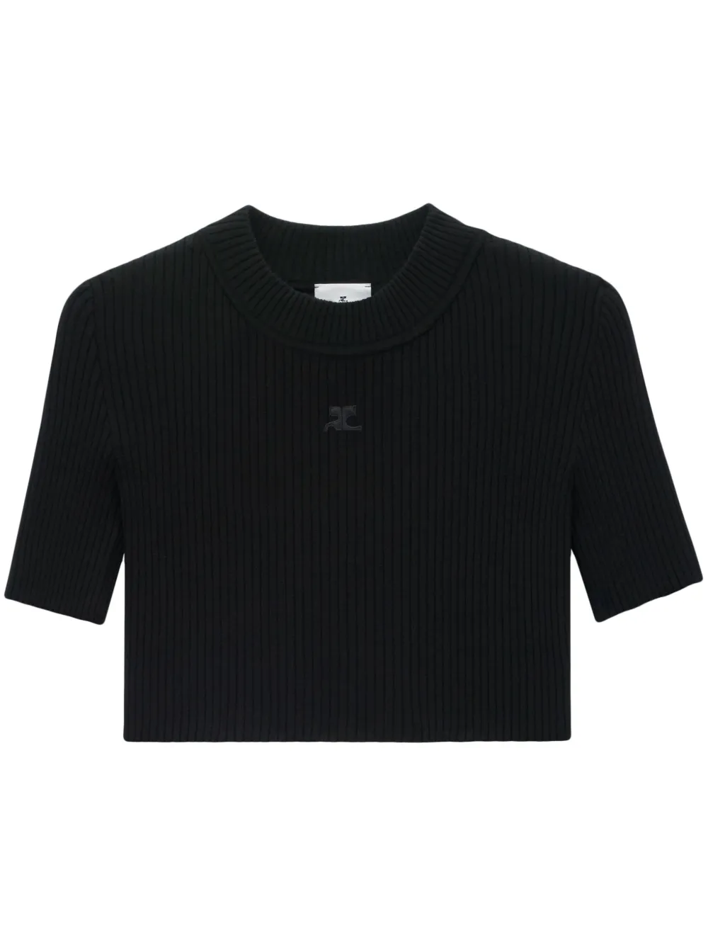 

Укороченная футболка в рубчик Courrèges, черный