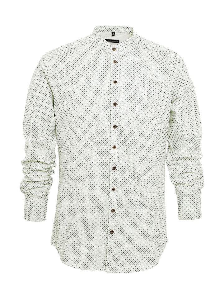 

Рубашка с воротником-стойкой 420000-4301 в бело-темно-зеленом цвете OS-Trachten