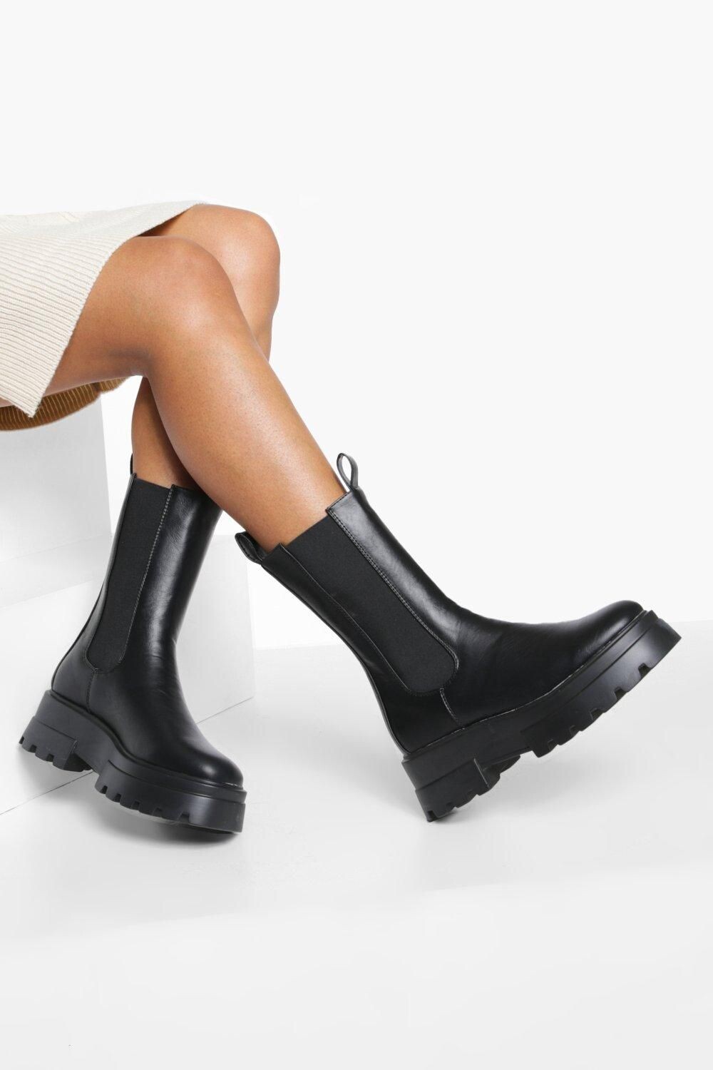Ботинки-челси Boohoo с широкой посадкой, черный