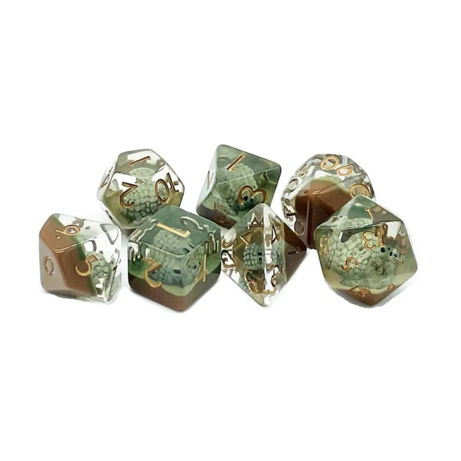 

Поли-набор «Коричневый ёжик с золотом» (7), Acrylic-Resin Dice - Animal Kingdom