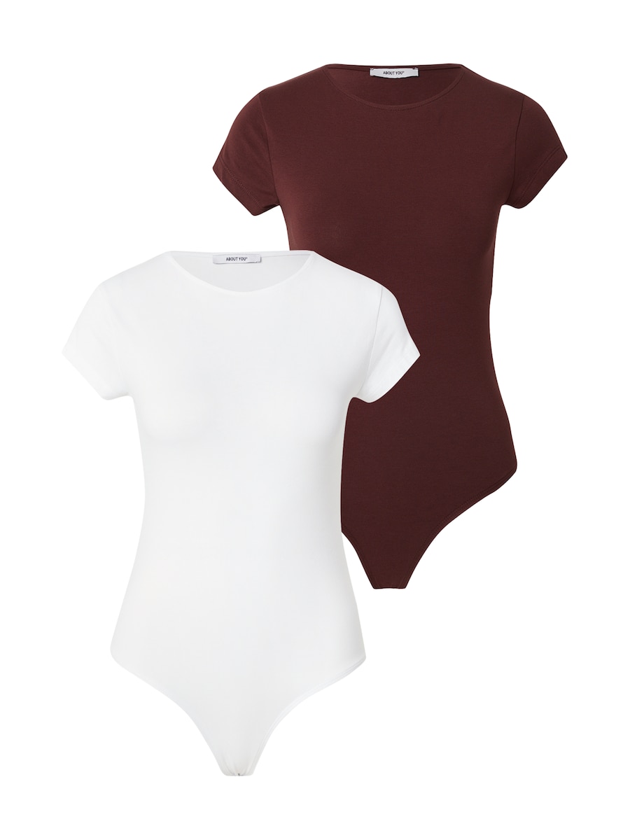 

Боди-рубашка ABOUT YOU Ellinor, бордовый/белый