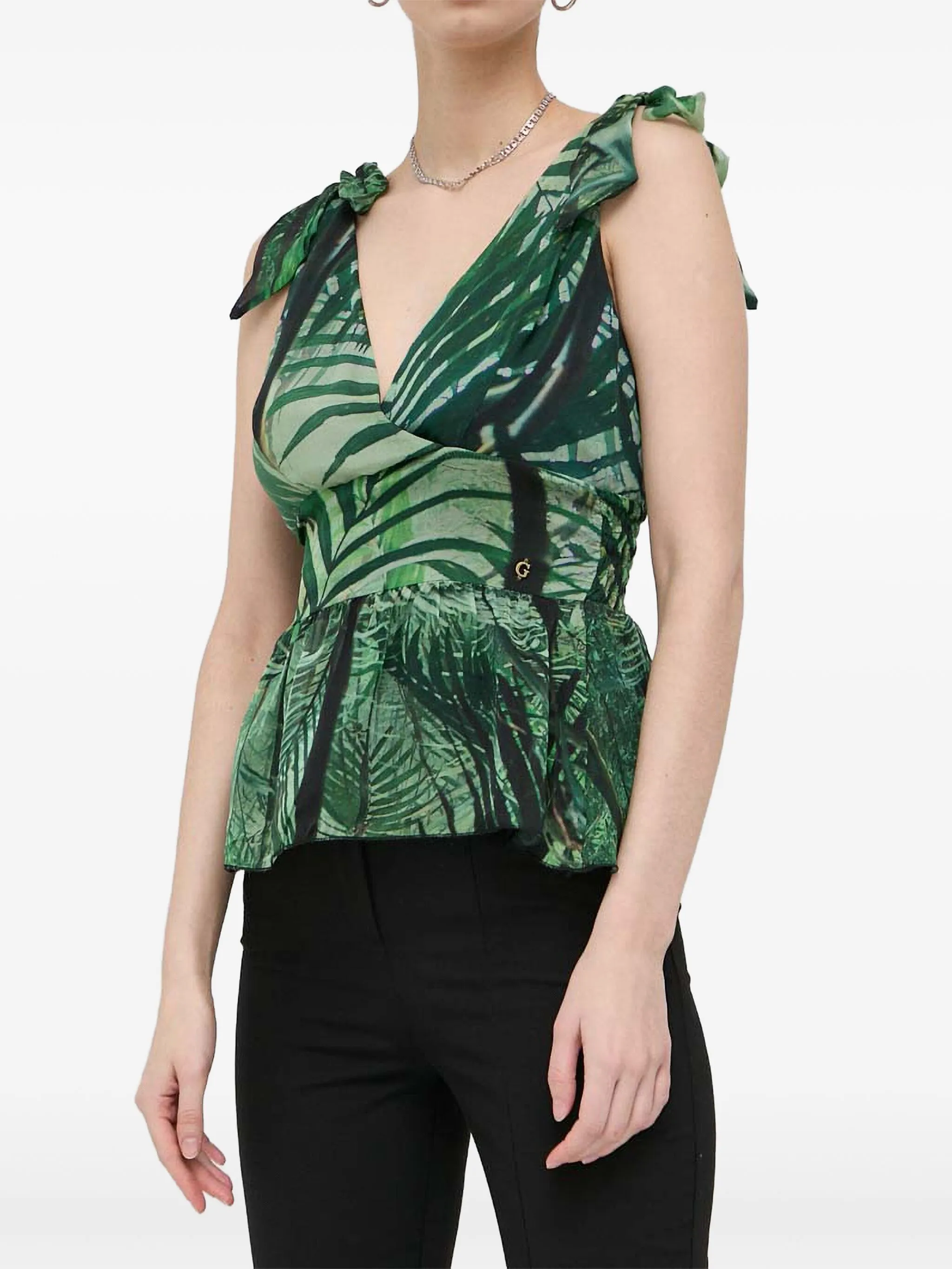 

Блузка с завязками и принтом Guess Usa, зеленый