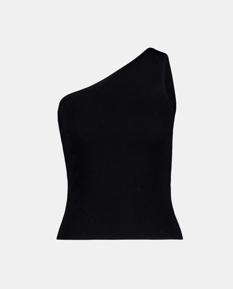

Женский свитер с асимметричным вырезом со стразами Easy Wear, черный