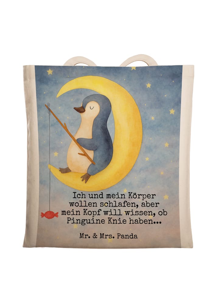 

Mr. & Mrs. Panda Сумка с изображением пингвина и луны, с надписью, белого цвета