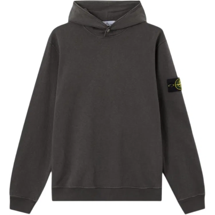 Свитшот с капюшоном на пуговицах Stone Island антрацитово-серый