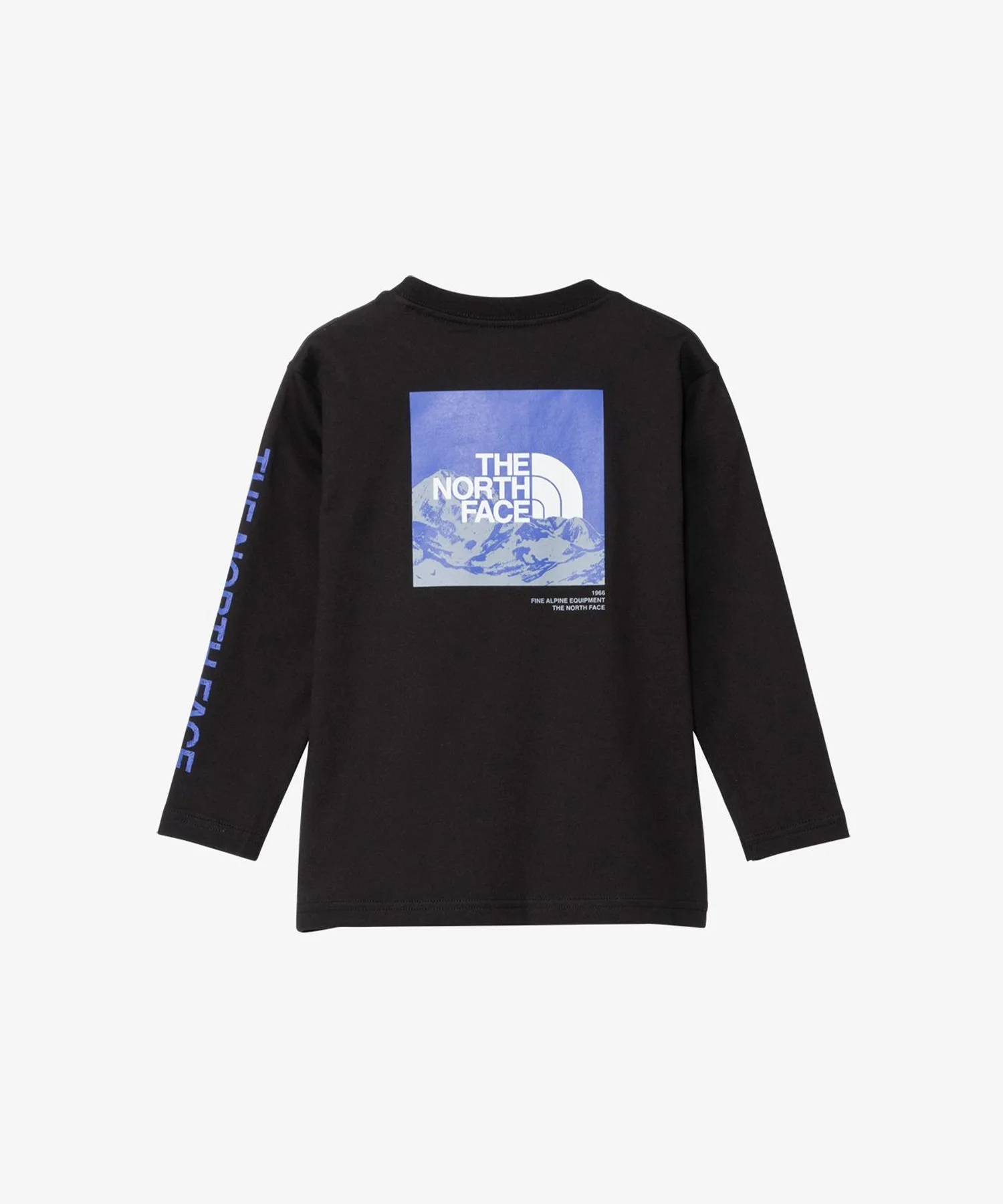 Детская хлопковая футболка с длинным рукавом THE NORTH FACE с принтом чёрная