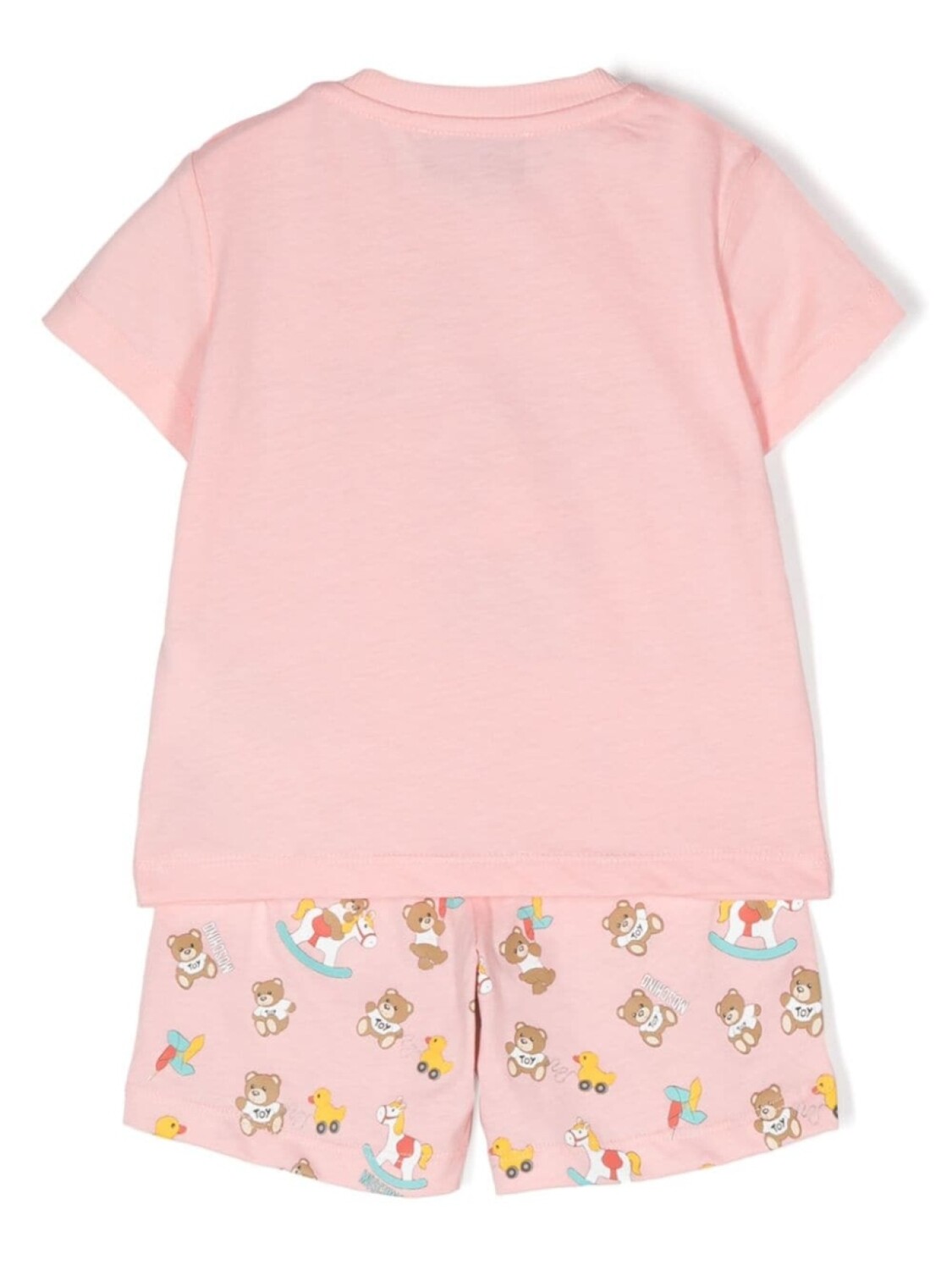 Moschino Kids комплект из футболки и шортов с нашивкой Teddy Bear, розовый — фото 2