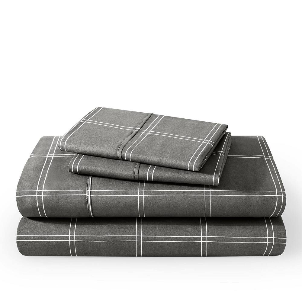

Комплект ультрамягких простыней с двойной щеткой и принтом Bare Home, цвет Plaid Grey