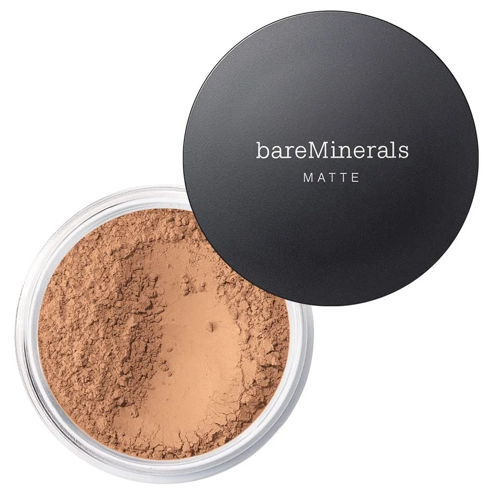 bareMinerals Original Matte Loose Powder Foundation SPF 15, минеральная пудра для лица, матовое покрытие от легкого до полного, маскирует блеск, без талька, некомедогенная + кисть для тонального средства Beautiful Finish — фото 2