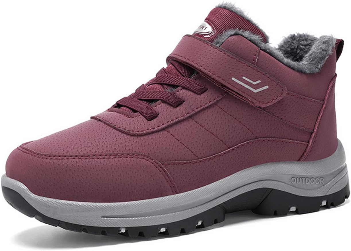 

Женские зимние ботинки на снег с теплой меховой подкладкой, водонепроницаемые, из искусственной кожи, с регулируемыми липучками, противоскользящие, повседневные Picusiqa, красный