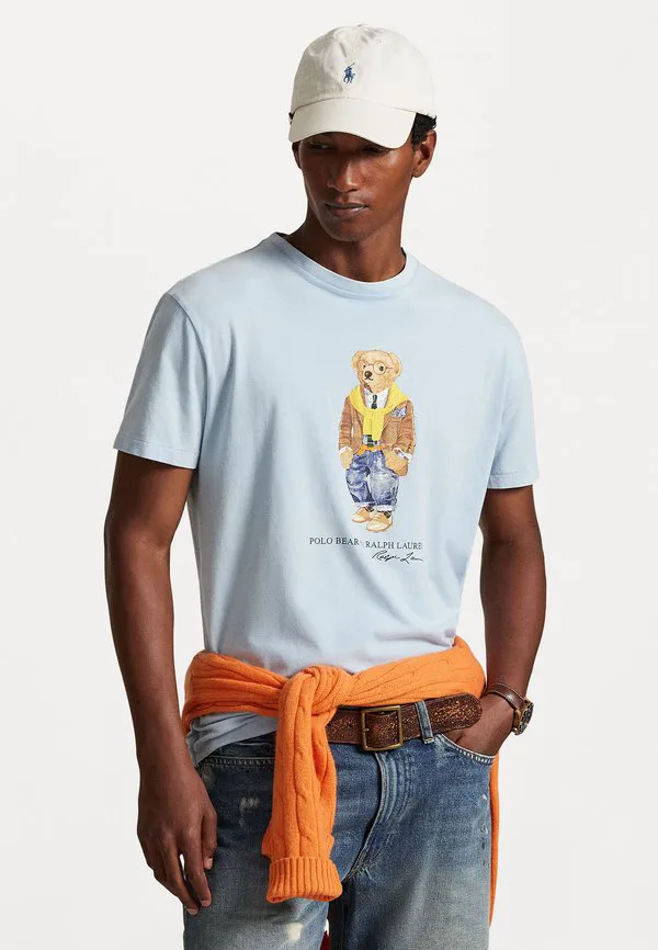 Футболка-Поло приталенного кроя с принтом медведя. Polo Ralph Lauren, Southport Blue/Heritage Bear