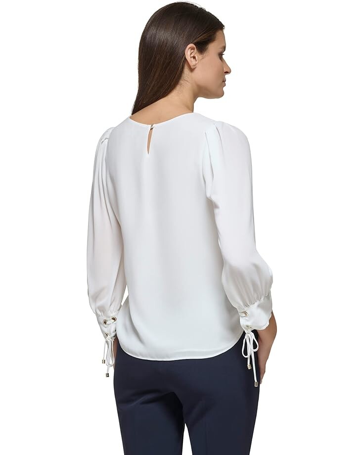 

Топ Tommy Hilfiger Long Sleeve Tie Puff Sleeve Top, слоновая кость