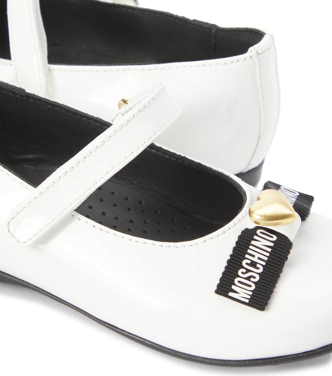 Балетки из лакированной кожи Moschino Kids, белый — фото 4