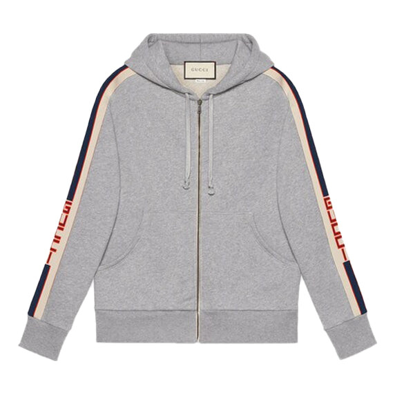 

Толстовка stripe webbing zipper autumn hoodies 'gray' Gucci, серый