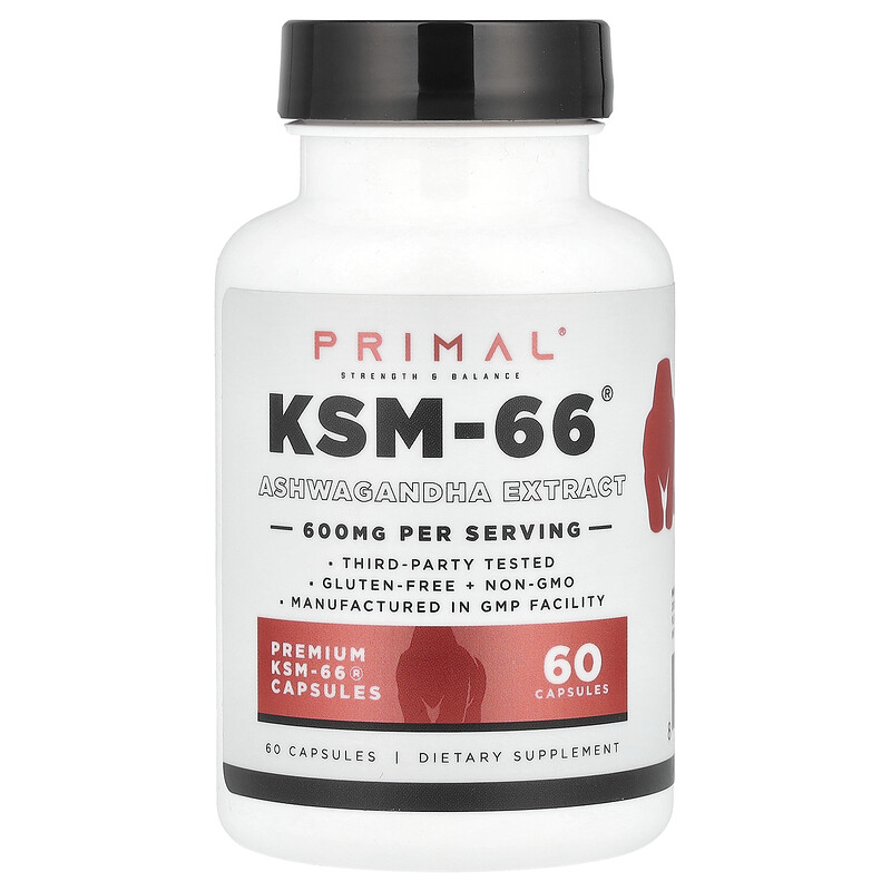 

PrePrimal, KSM-66, экстракт ашваганды, 60 капсул