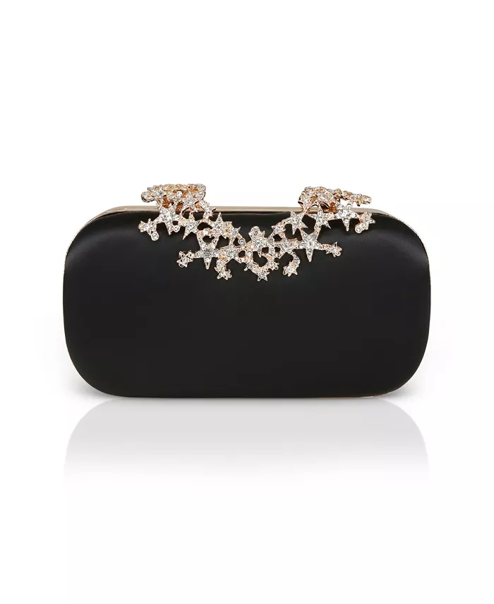 

Клатч Lyra Satin Minaudiere с декоративной застежкой в виде звездного узора Jewel Badgley Mischka, слоновая кость/кремовый