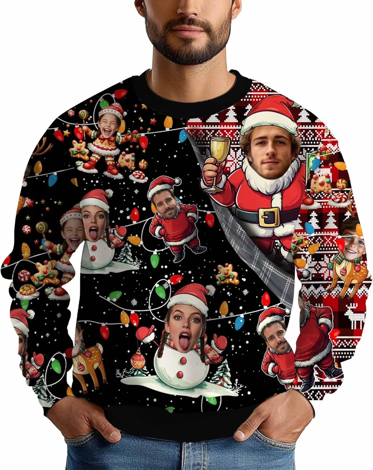 

Персонализированный унисекс свитшот с 1-6 лицами M YESCUSTOM