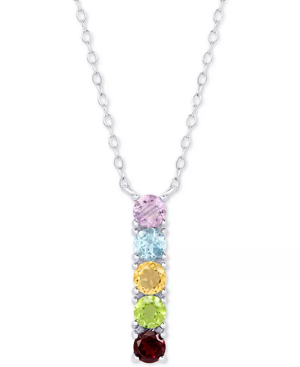 

Ожерелье с подвеской длиной 18 дюймов (1-1/4 карата) из стерлингового серебра с несколькими драгоценными камнями Macy'S, multi-gemstone