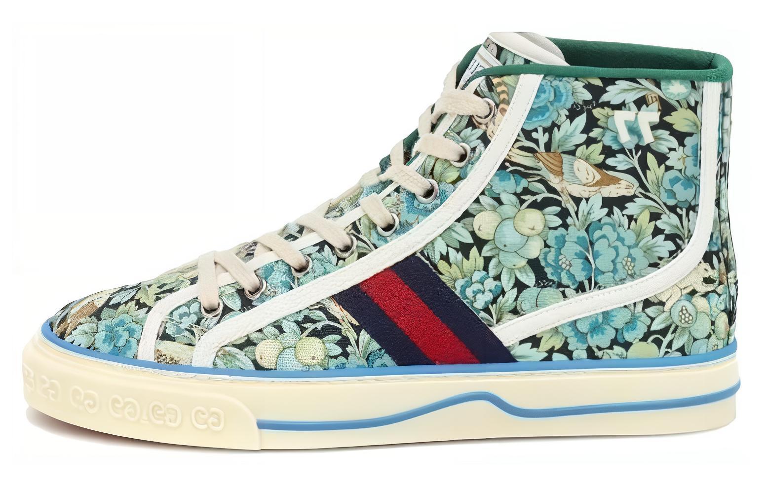 GUCCI Liberty Of London X Женский теннисный кроссовки 1977 года, цвет "Floral Light Blue Green", женские