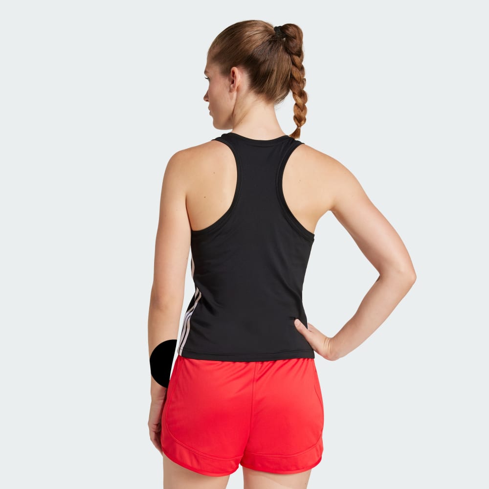 Спортивный топ Adidas Train Essentials 3-Stripes Workout Tank Top, черный/белый — фото 2