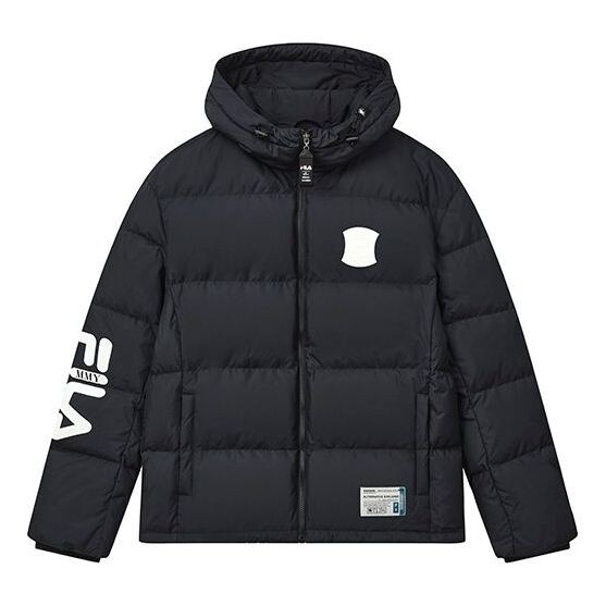 

Куртка x mihara yasuhiro collaborative oversized hooded down jacket 'black white blue' Fila, черный