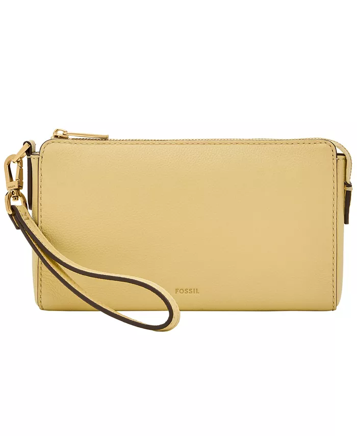 

Кожаный кошелек на запястье Wristlet Fossil, желтый