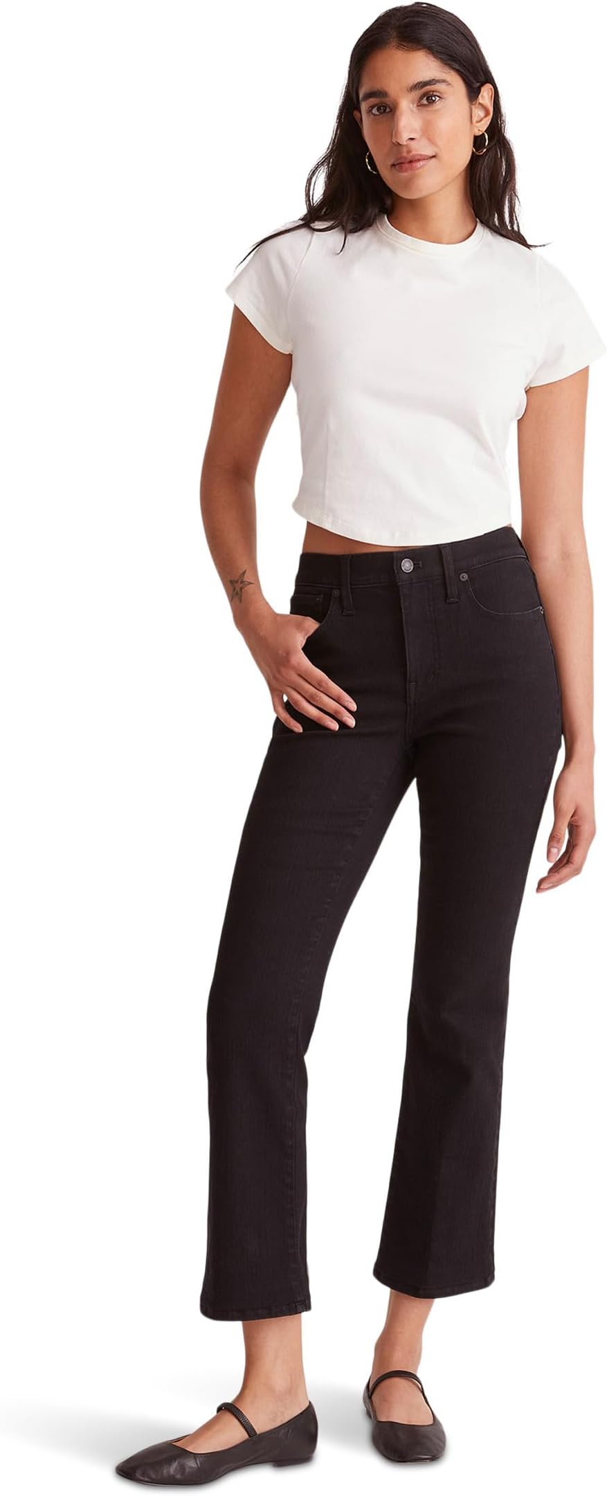 

Джинсы Kick Out Crop Jeans in Black Rinse Wash Madewell, цвет Black Rinse Wash