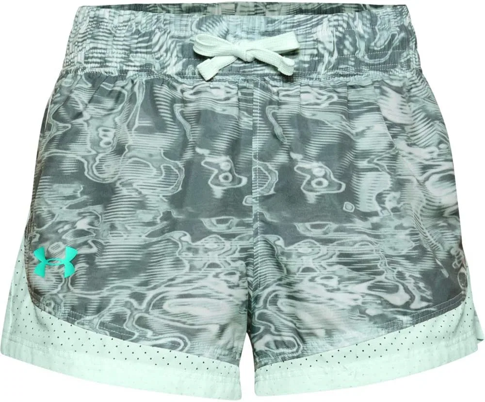 Шорты Under Armour Girls' Sprint с принтом, Seaglass Blue (403)/Comet Green