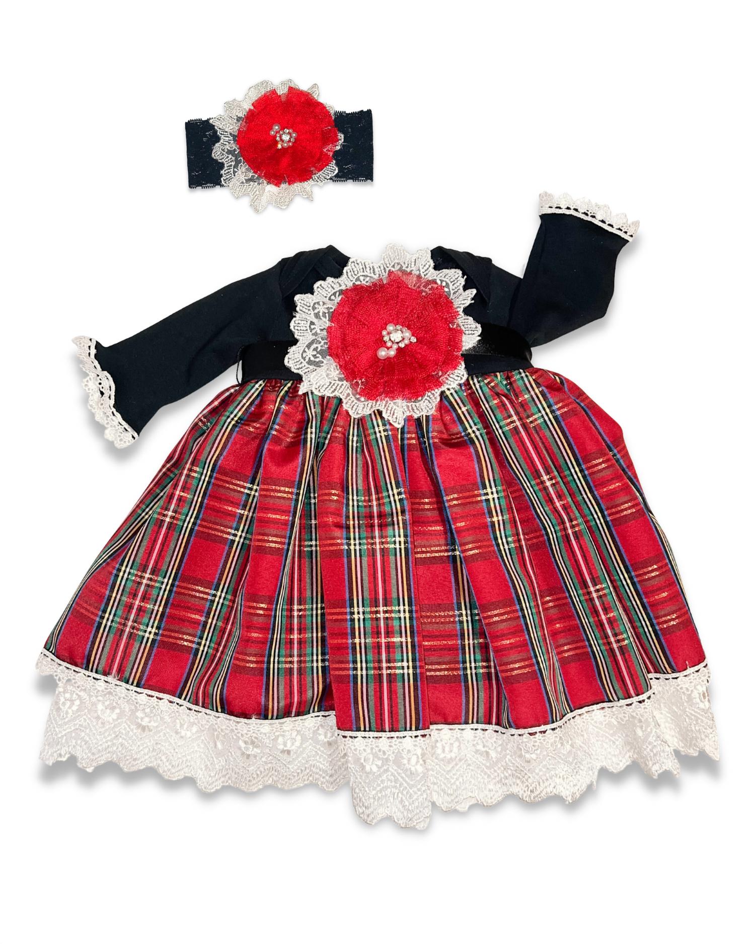 

Платье для девочки с длинными рукавами и клетчатым низом, черное Katie Rose, черный