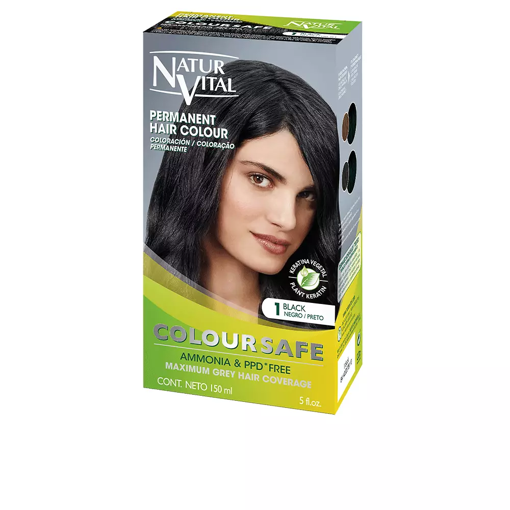

Краска для волос Coloursafe tinte permanente Naturvital, цвет 1-negro, 150 мл.