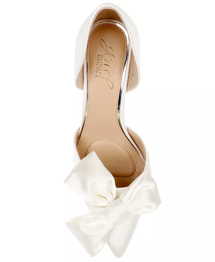 Женские вечерние туфли-лодочки Sidney Slip On с бантом Jewel Badgley Mischka, коричневый/бежевый — фото 4