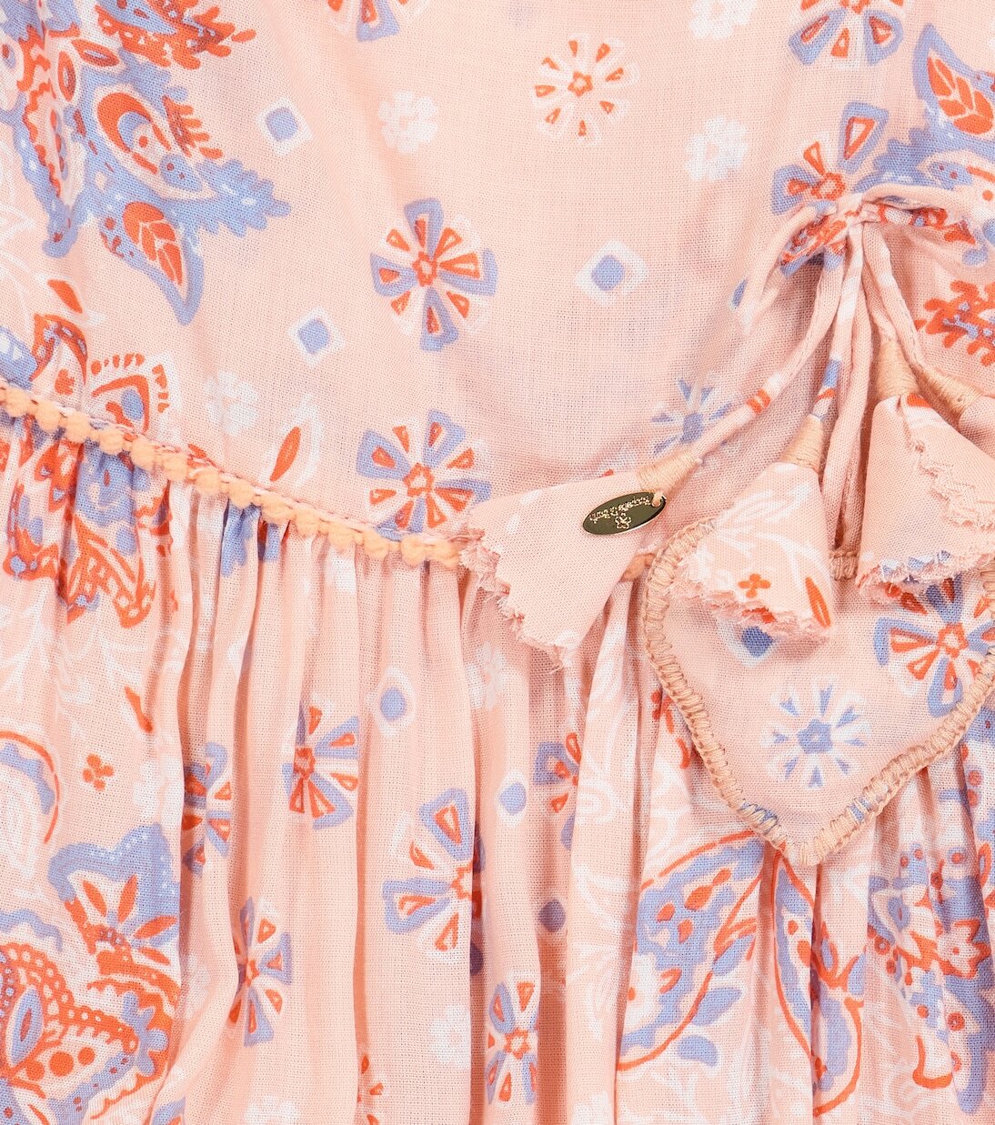 Платье Пиппа с цветочным принтом Poupette St Barth Kids, Pink Ruellia Batik Vertical — фото 3