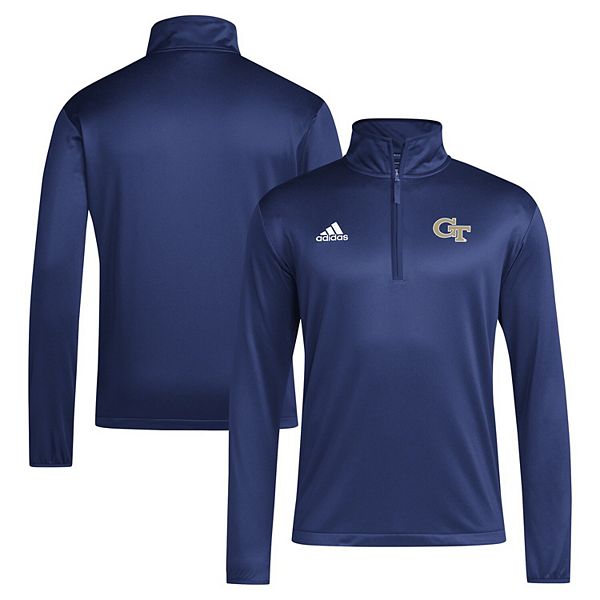 Мужская толстовка с молнией на четверть Georgia Tech Yellow Jackets 2024 тренерская лазурная Adidas