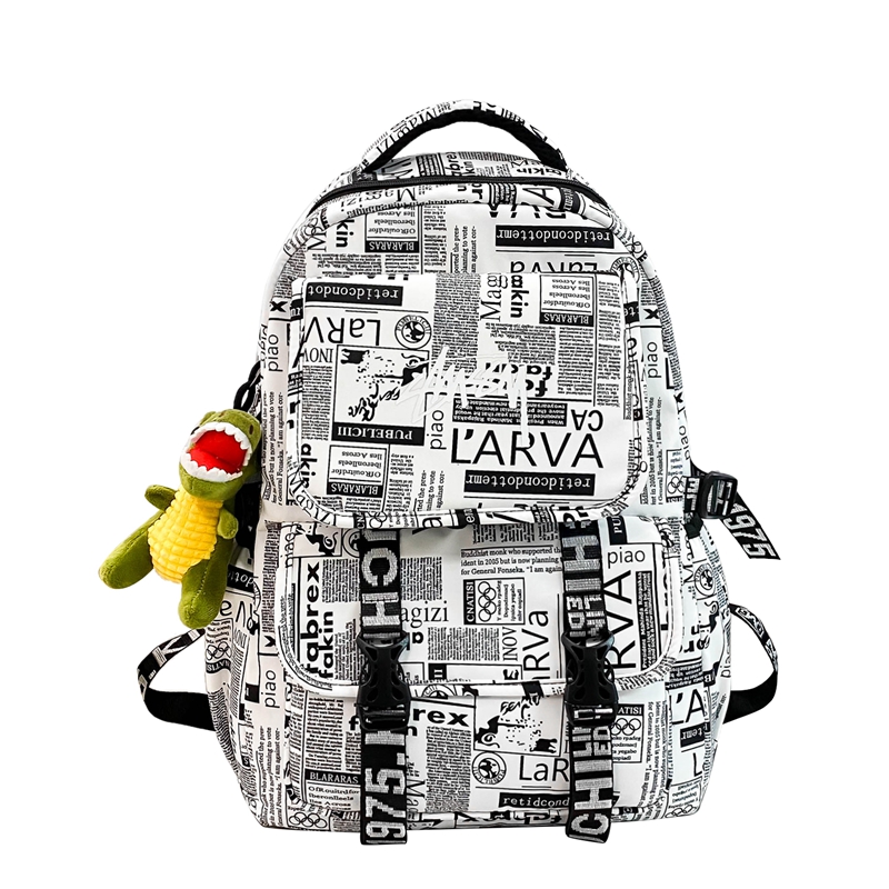 

Deli Bear Нейлоновый рюкзак Унисекс Зеленый Мультиколор Белый Черный Белый, White Newspaper with Charm